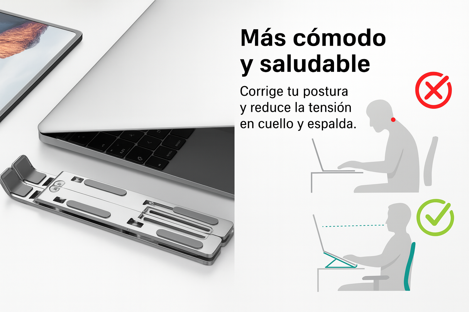 Soporte ergonómico de aluminio para portátil | Deskery™